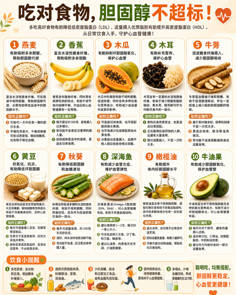 胆固醇高别慌，这10种食物才是真正该常吃的